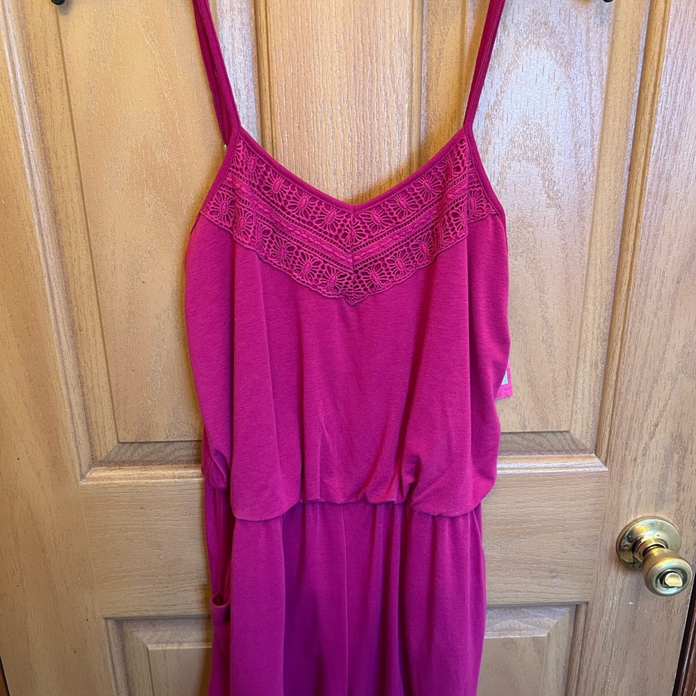 NWT Target Fuchsia Raspberry Knit Spaghetti Strap Knit Romper - Picture 7 of 10